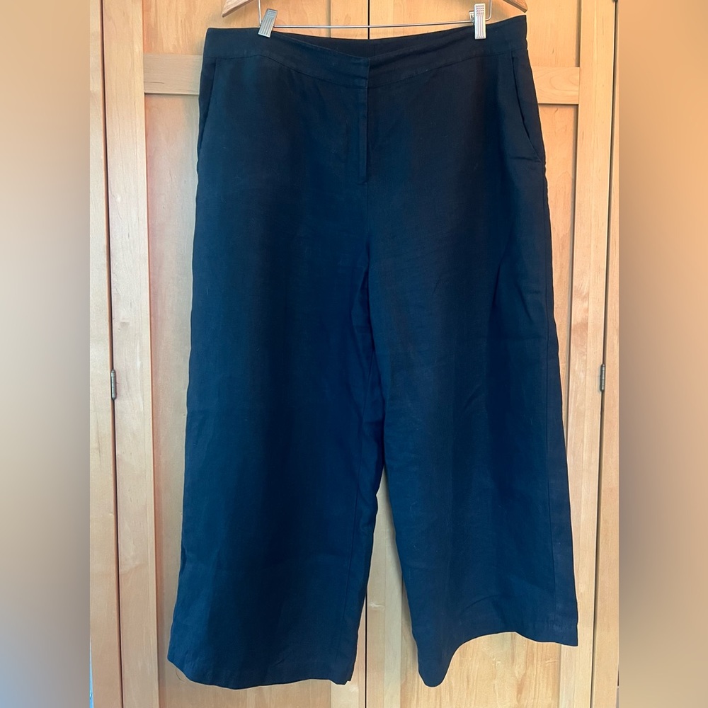 Eileen Fisher Black Linen Wide-Leg Pant XL